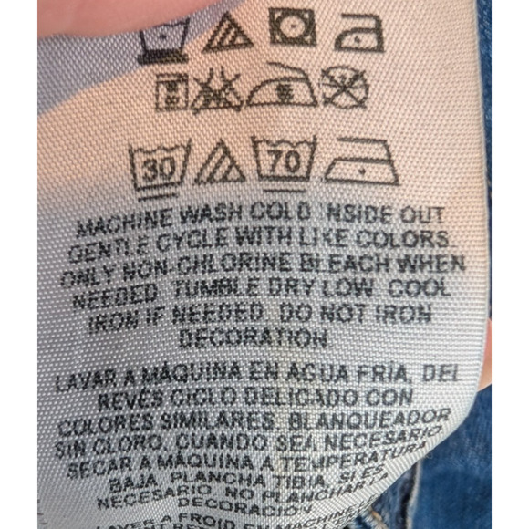 VTG Y2K Guess Jeans Pleated Snap Front Logo Crop Denim Trucker Western Jacket M - Picture 9 of 10